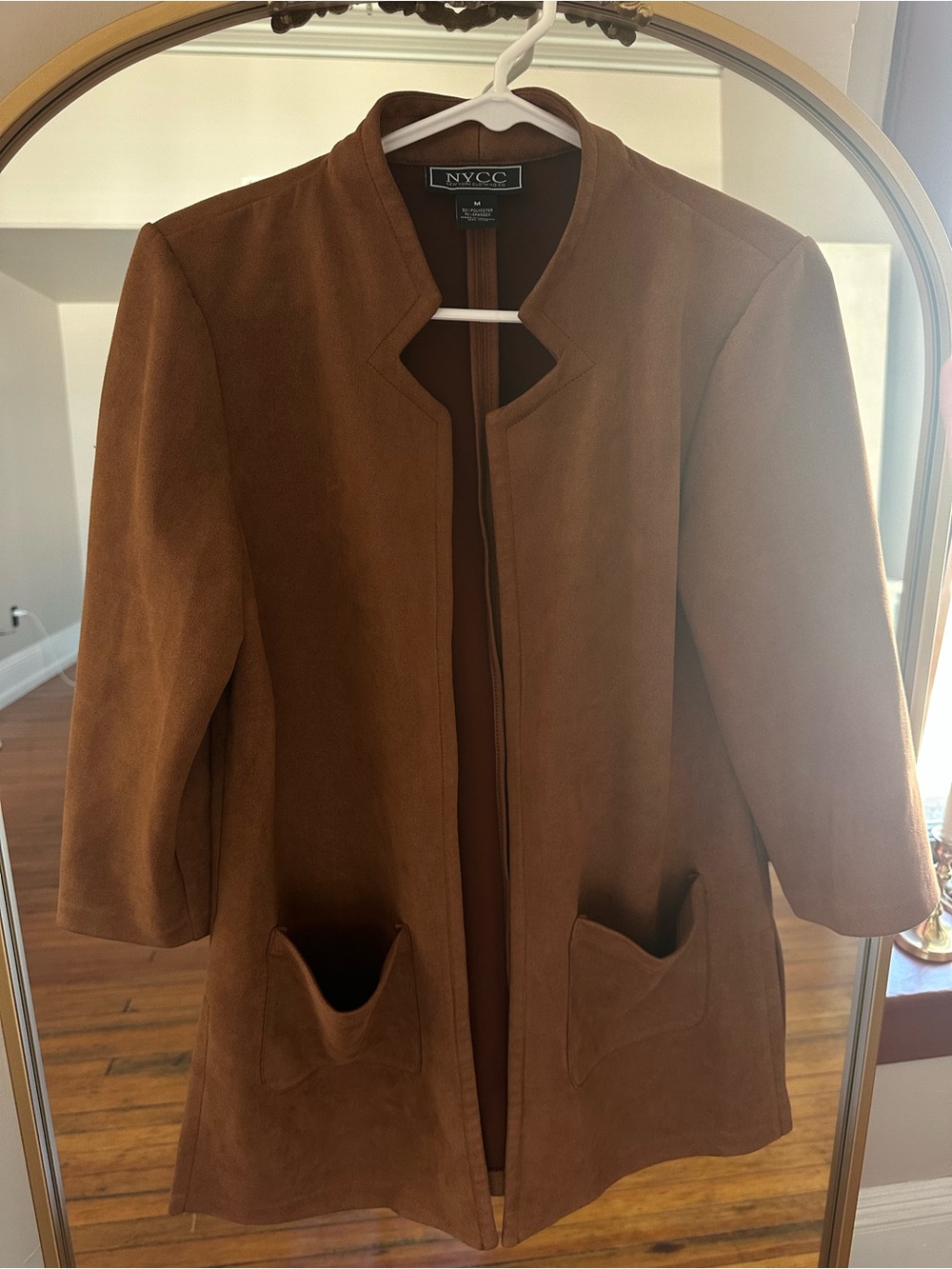 NYCC Women's Brown Open-Front Suede Blazer